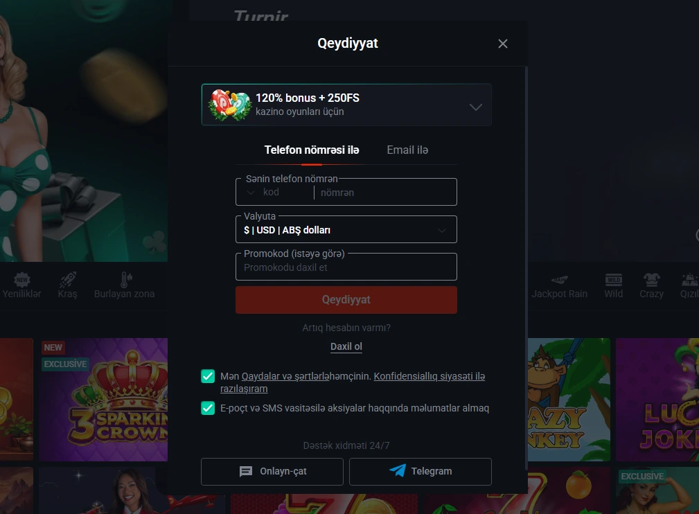 Pin-Up qeydiyyat və giriş, rəsmi sayt, şəxsi kabinet, +994 telefon və AZN hesabı